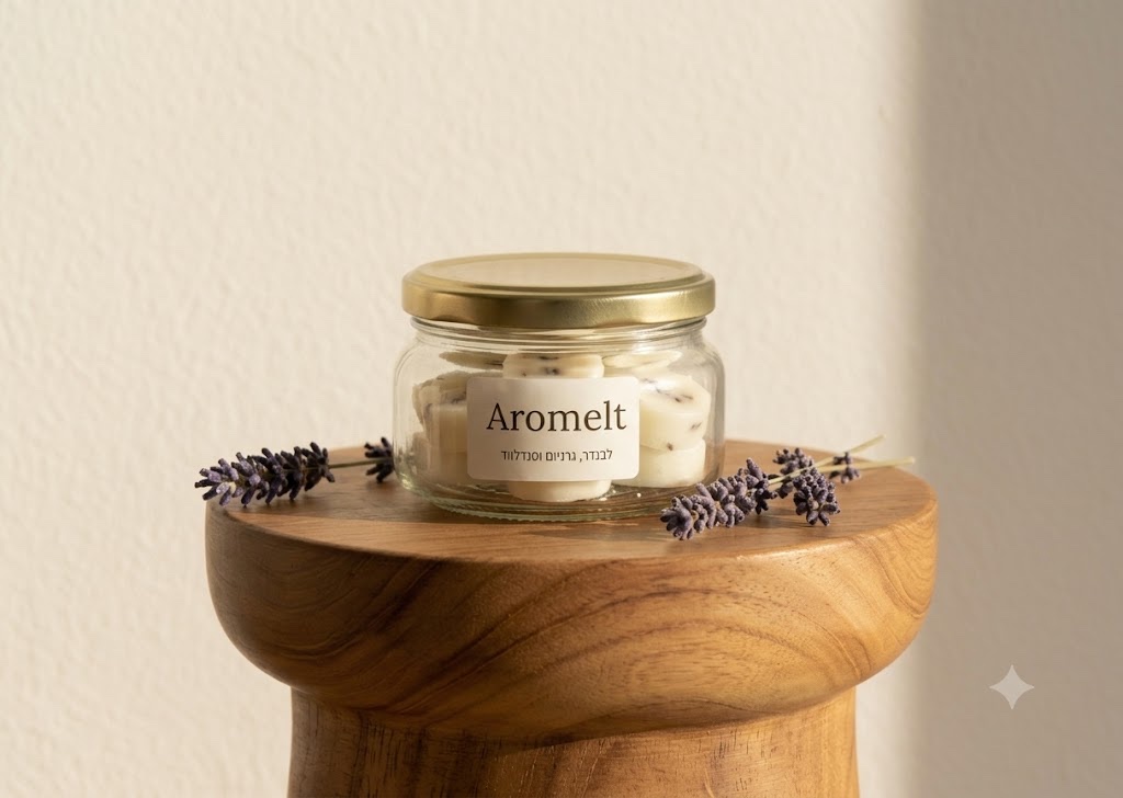 צנצנת Aromelt לבנדר, גרניום וסנדלווד על כן עץ